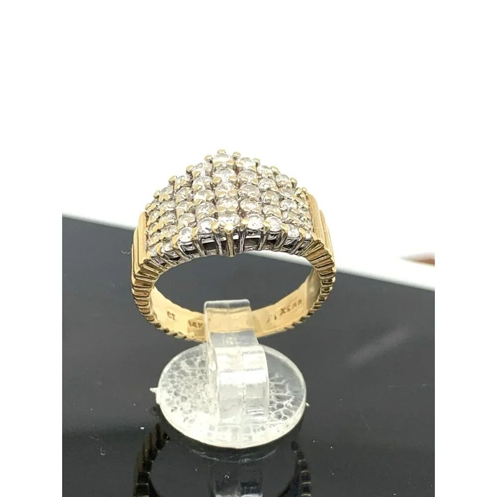 Cocktail Ring Diamond 14k Yellow Gold Cluster 0.75ctw Estate Women's Size 6.5
